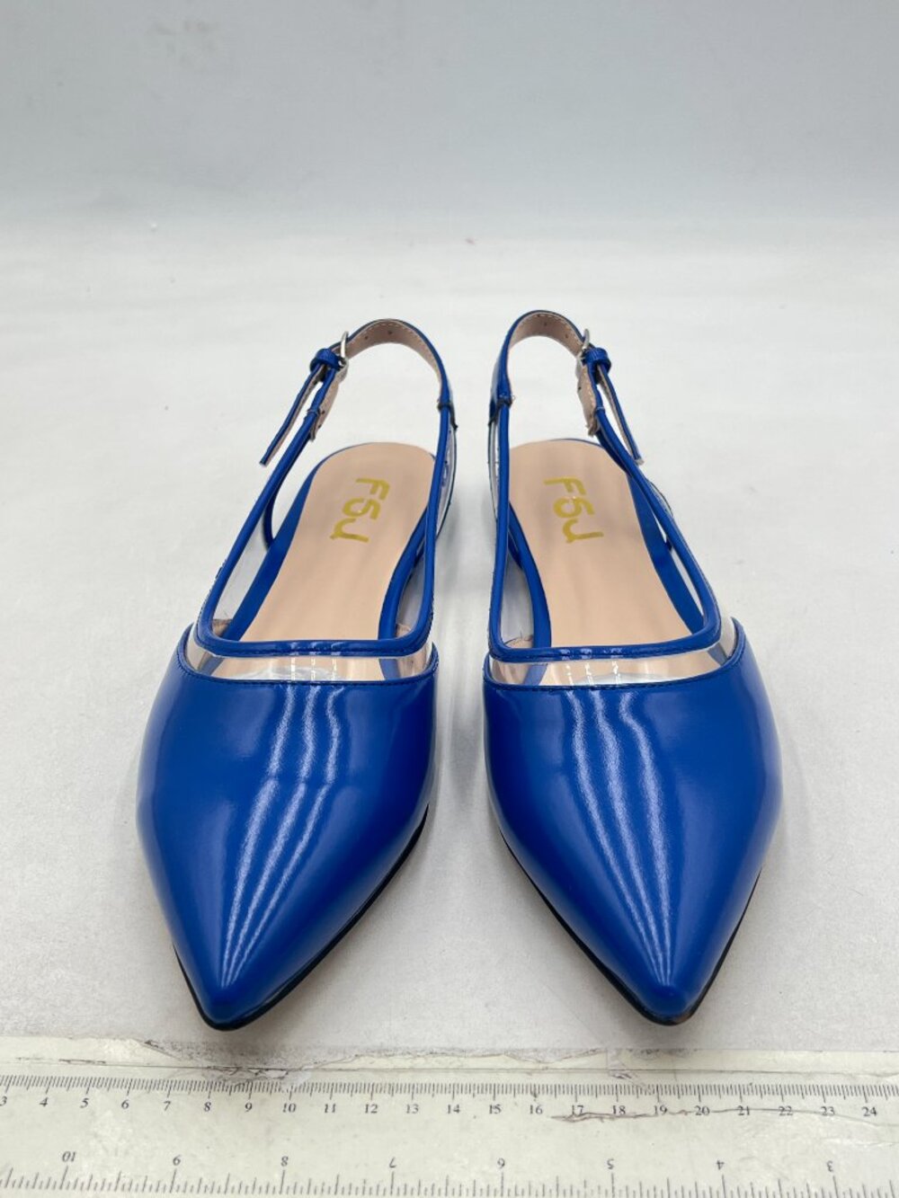 FSJ Blue Pointed Toe Ballet Flats Sandals Slip on Comfort Slingback Walking Pump - Picture 3 of 8